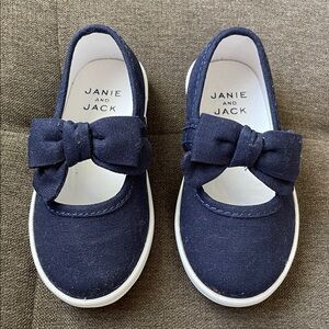 Janie and Jack Dark Blue Bow Flats